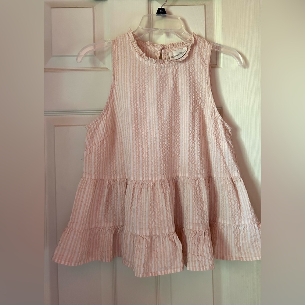 Universal Thread Peach Striped Ruffle Top NWOT